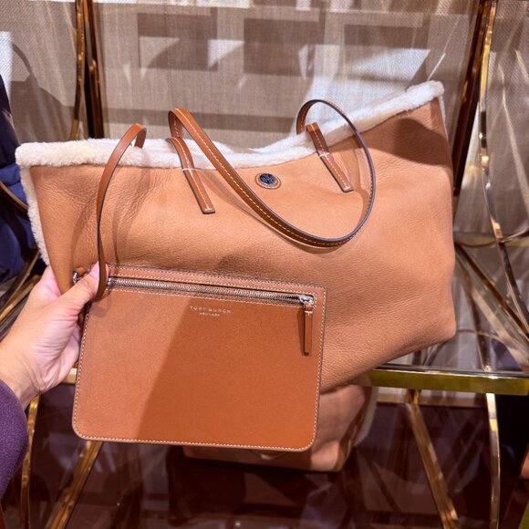 Tory Burch Handbags - Tory Burch Shearling Tote 170389 Taupe $750